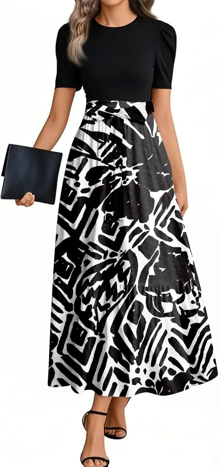 Wrap Dresses for Women Plus Size Floral Print Maxi Dress Ruffle Hem Elegant Summer Outfit