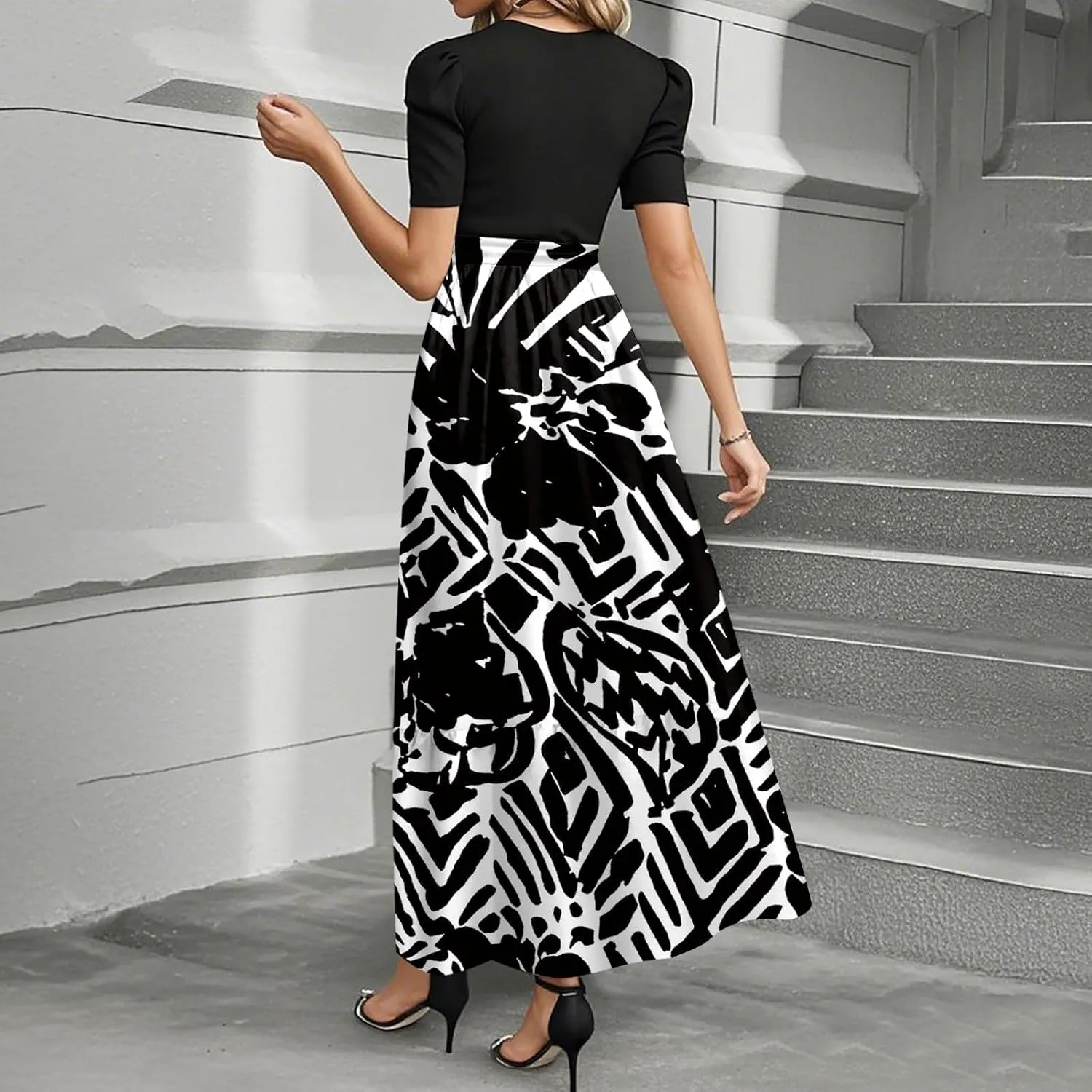 Wrap Dresses for Women Plus Size Floral Print Maxi Dress Ruffle Hem Elegant Summer Outfit