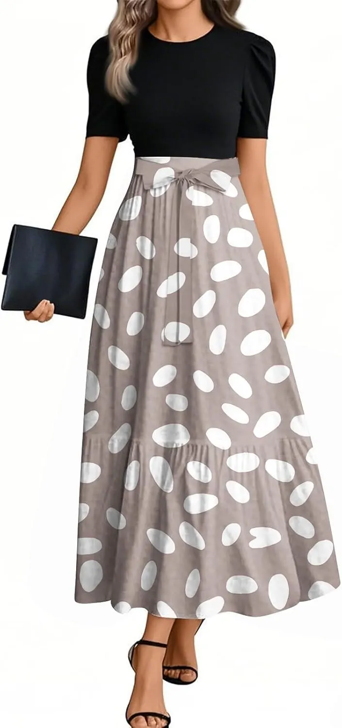 Wrap Dresses for Women Plus Size Floral Print Maxi Dress Ruffle Hem Elegant Summer Outfit