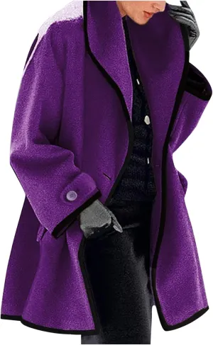 XUETON Women's Long Trenchcoat Casual Lapel Open Front Winter Wool Blend Warm Coat Overcoat with Pockets