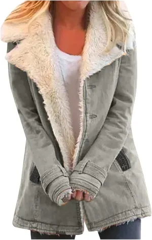 XUETON Women's Warm Winter Coat Full Zip Thick Fleece Lined Plush Hooded Jackets Utility Anorak Safari Coat