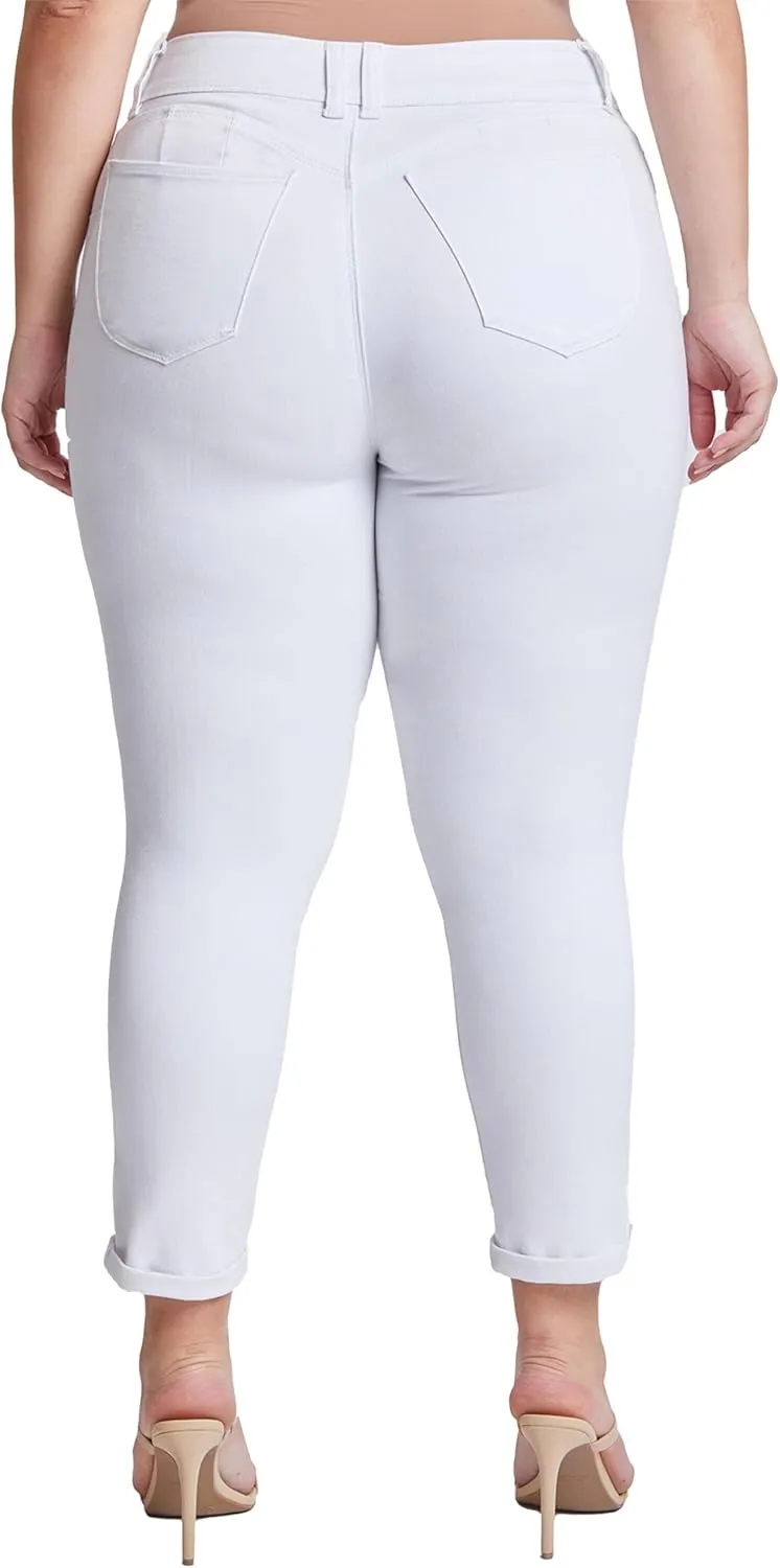 YMI Women's Plus Wannabettabutt Cuffed Ankle Jeans