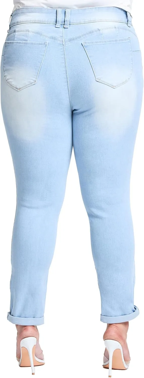 YMI Women's Plus Wannabettabutt Cuffed Ankle Jeans
