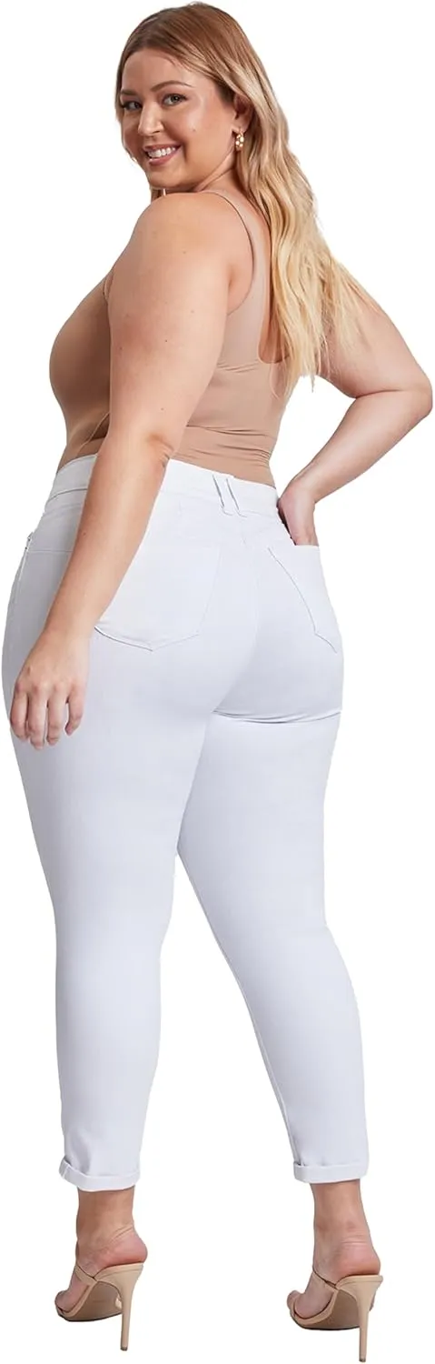 YMI Women's Plus Wannabettabutt Cuffed Ankle Jeans