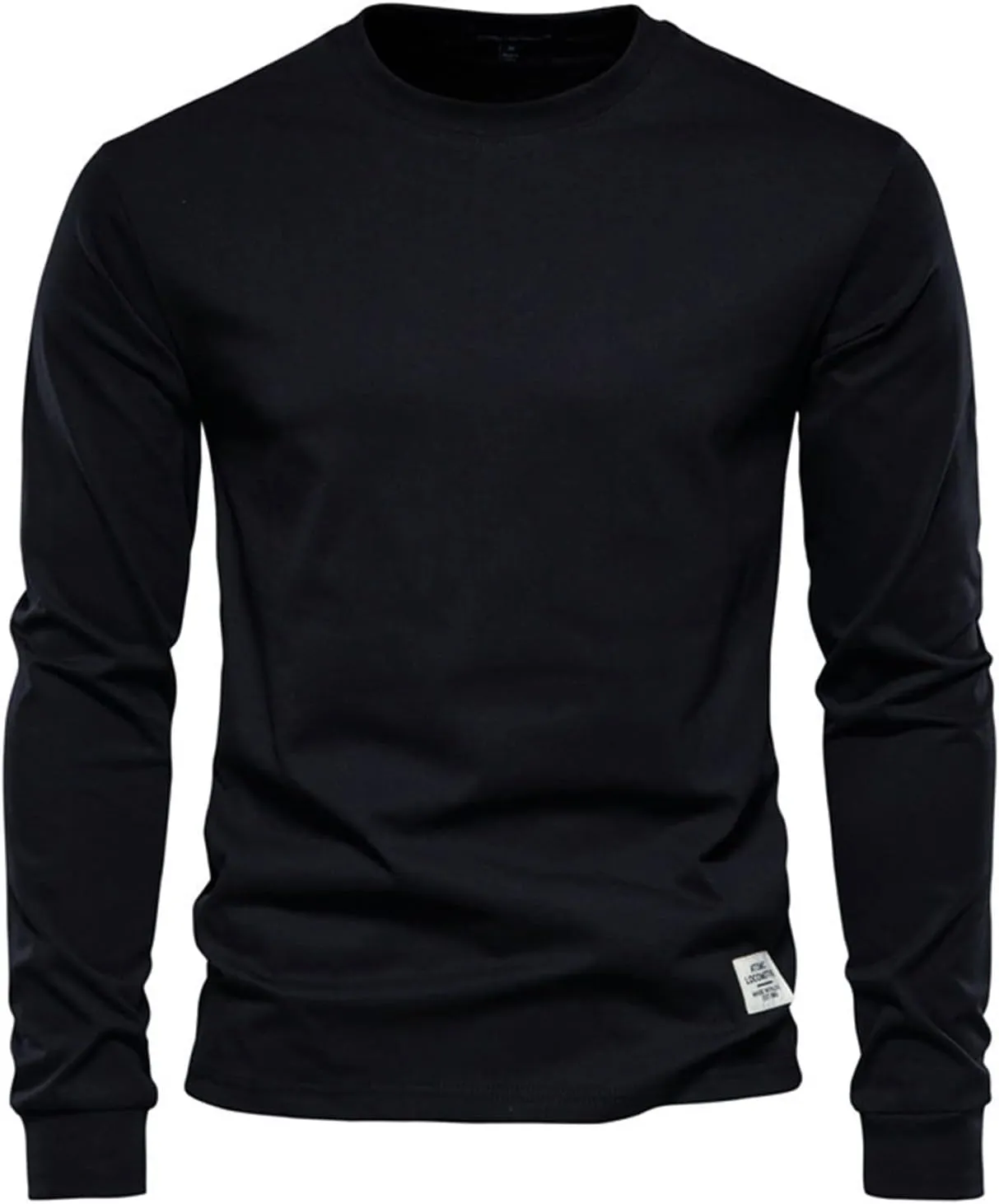 Ymosrh Men's Fashion Long Sleeve Shirts Casual Solid Tee Shirts Crew Neck Gym Workout Muscle Tees, M-3XL