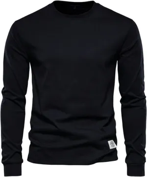 Ymosrh Men's Fashion Long Sleeve Shirts Casual Solid Tee Shirts Crew Neck Gym Workout Muscle Tees, M-3XL