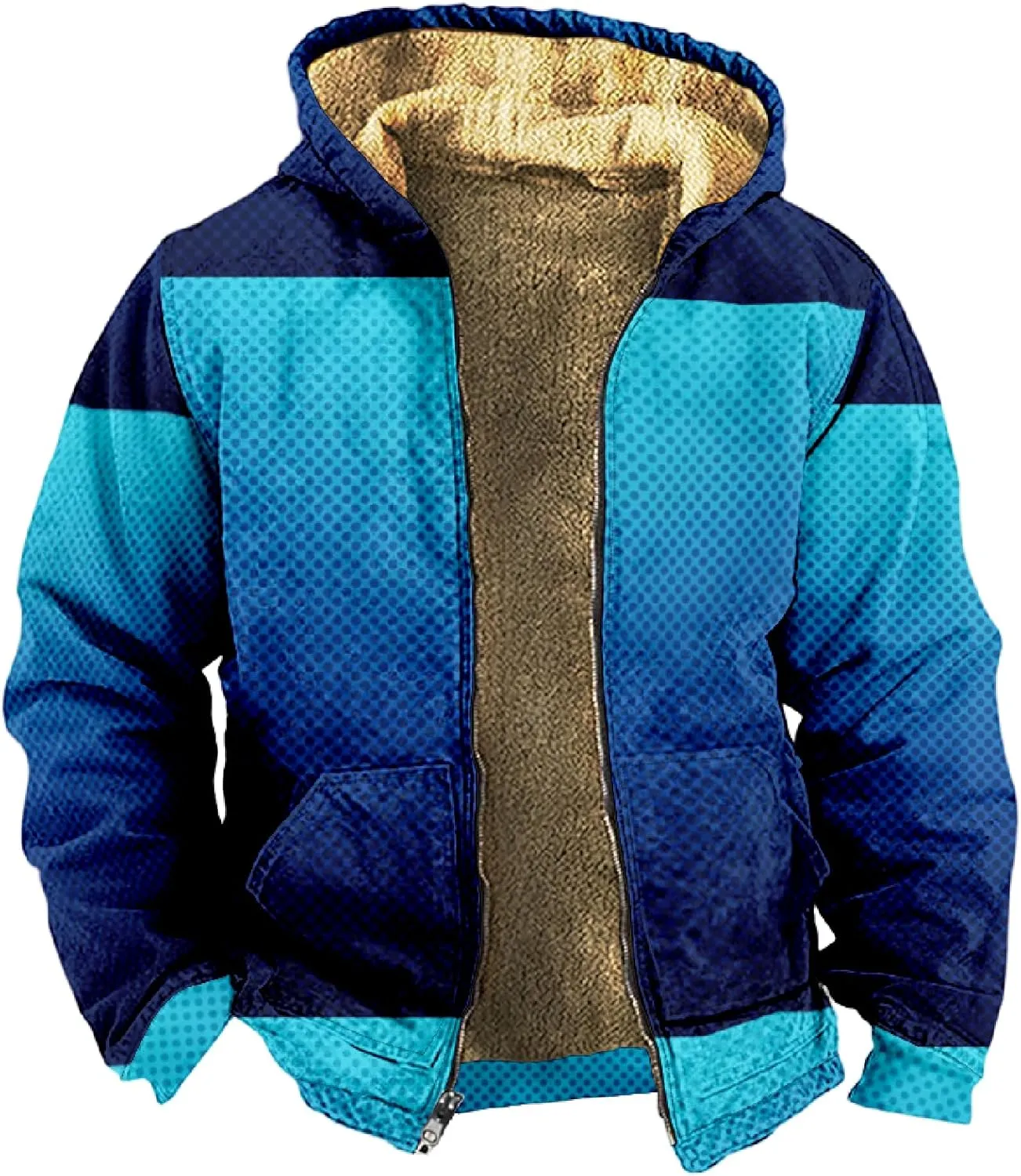 Ymosrh Men's Fleece Jacket with Hood Winter Graphic Warm Thicken Sherpa Lined Full Zip Jackets Coats, S-4XL