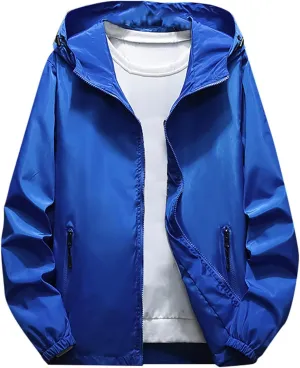 Ymosrh Men's Lightweight Rain Jacket Waterproof Windbreaker Jacket Hooded Raincoat Jacket, M-7XL