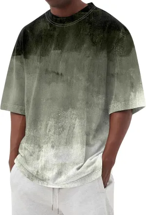 Ymosrh Men's Summer T Shirts Gradient Color Short Sleeve Crew Neck Soft Tee Shirts Beach Tops Casual Tees, S-5XL