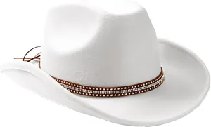 YOLAI Cowboy Hat for Men Western Hats for Women Wool Hat Outback Fedora Hat Wide Brim