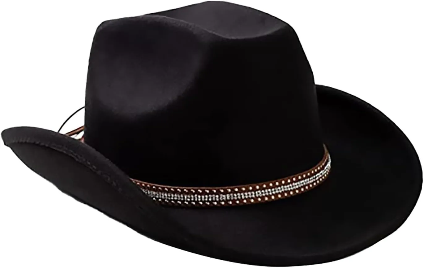 YOLAI Cowboy Hat for Men Western Hats for Women Wool Hat Outback Fedora Hat Wide Brim