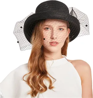 YOLAI Fascinator Hat for Women 1920S Tea Party Kentucky Fascinator Hat Church Wedding Organza Hats