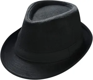 YOLAI Men Women Vintage Jazz Fedoras Hat Sunscreen British Bowler Hat Stage Bar Party Bucket Hats (Black, One Size)