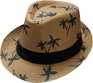 YOLAI Mens Summer Stra𝐰 Fedoras Sun Hats Panama Derb𝐲 Packable Summer Trilb𝐲 Hat Short Brim Cuban Trilb𝐲