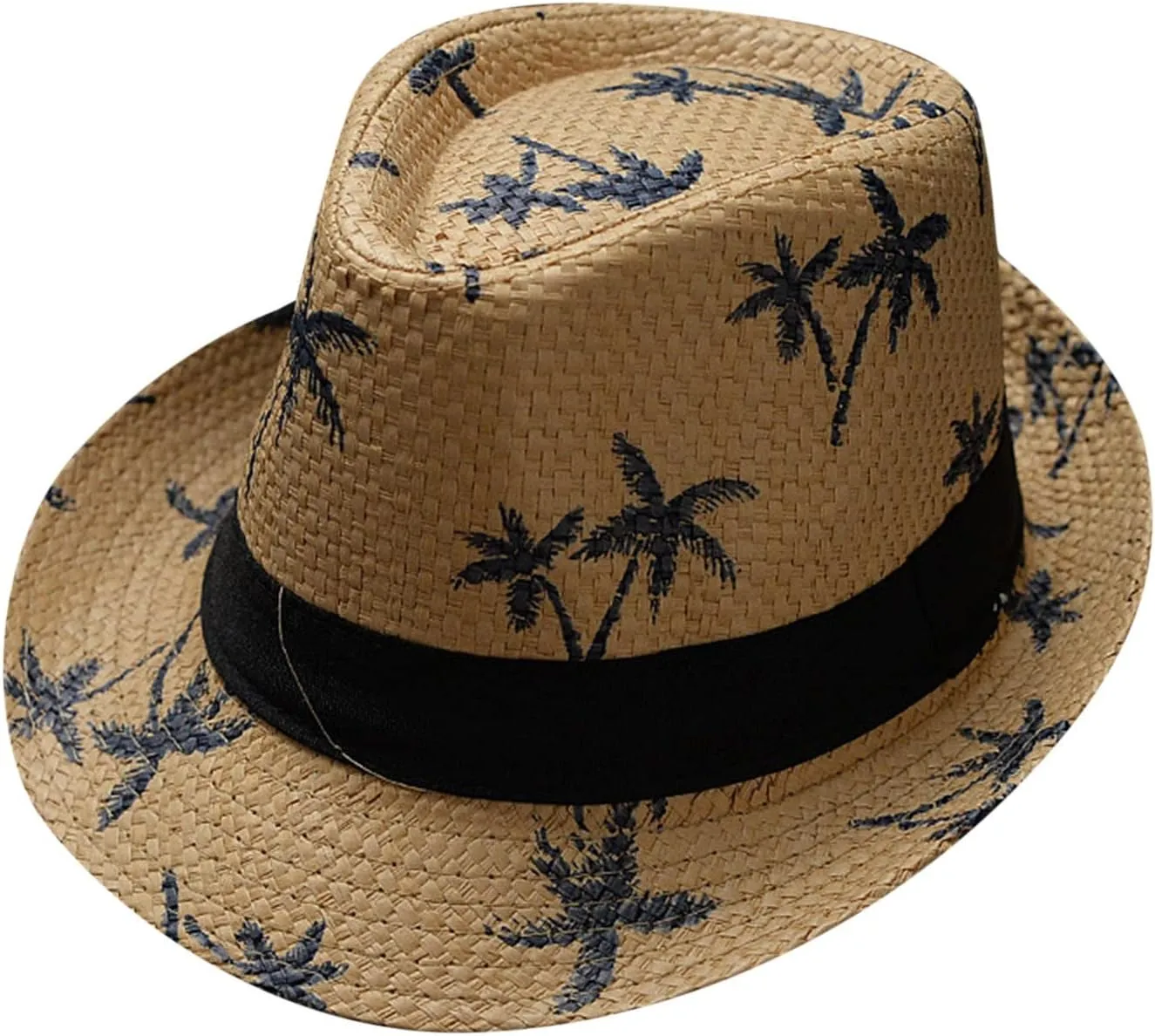 YOLAI Mens Summer Stra𝐰 Fedoras Sun Hats Panama Derb𝐲 Packable Summer Trilb𝐲 Hat Short Brim Cuban Trilb𝐲