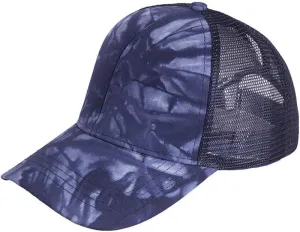 YOLAI Tie-dye Print Ponytail Cap Mesh Breathable Trucker Hat Sunscreen Adjustable Baseball Caps Visors Cap for Men Women