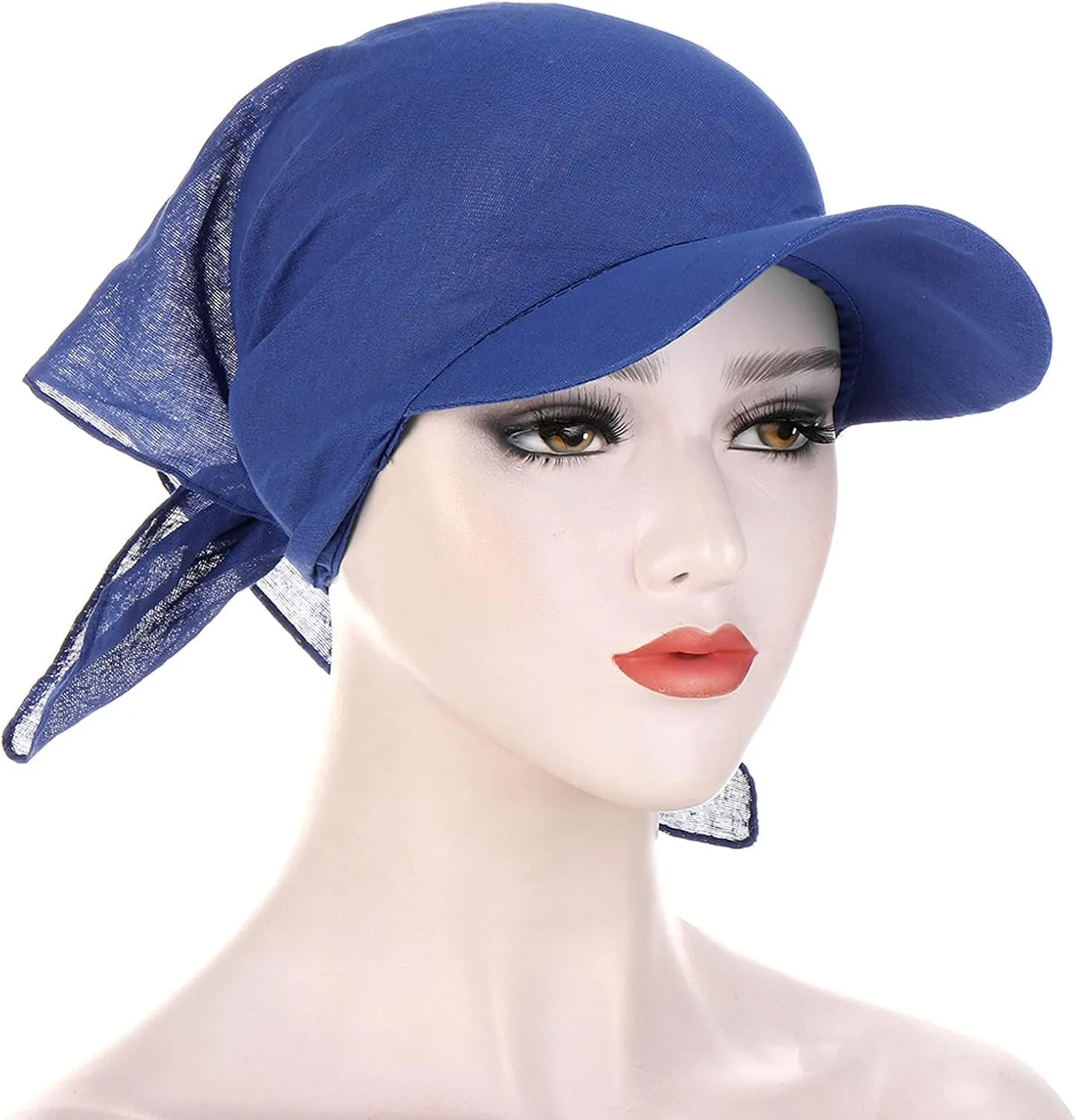YOLAI Women Solid Color Sunscreen Turbans Hats with Brim Cancer Chemo Muslim Headwraps Cap Baseball Cap