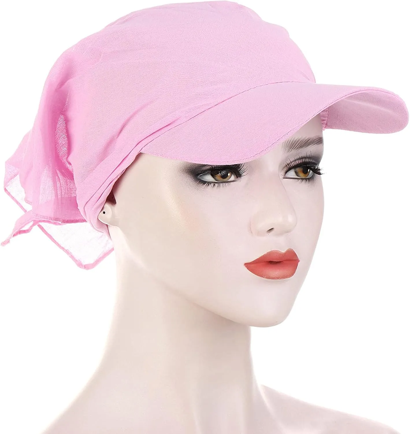 YOLAI Women Solid Color Sunscreen Turbans Hats with Brim Cancer Chemo Muslim Headwraps Cap Baseball Cap