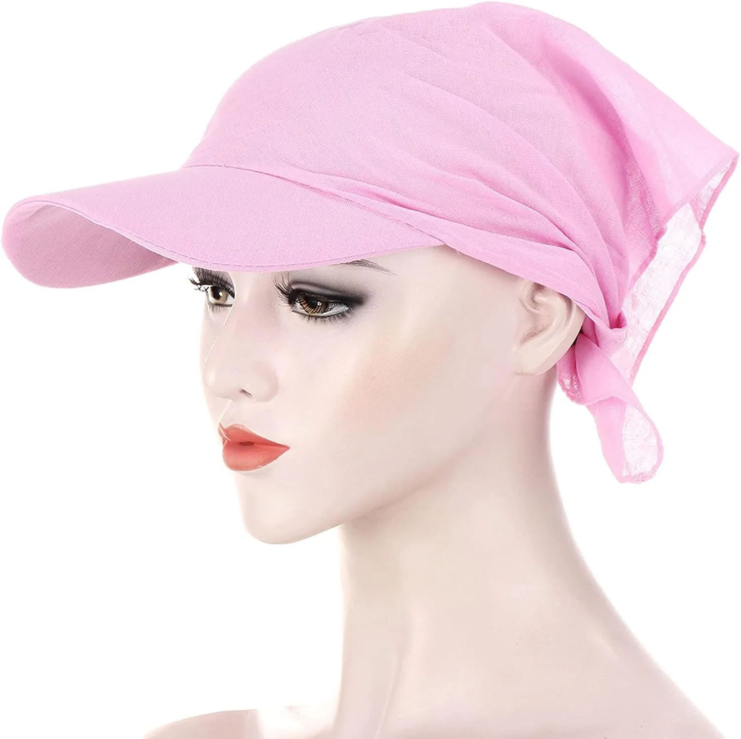 YOLAI Women Solid Color Sunscreen Turbans Hats with Brim Cancer Chemo Muslim Headwraps Cap Baseball Cap