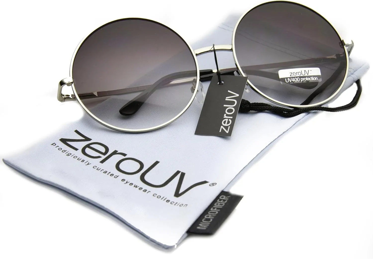 zeroUV Super Large Oversized Metal Round Circle Sunglasses