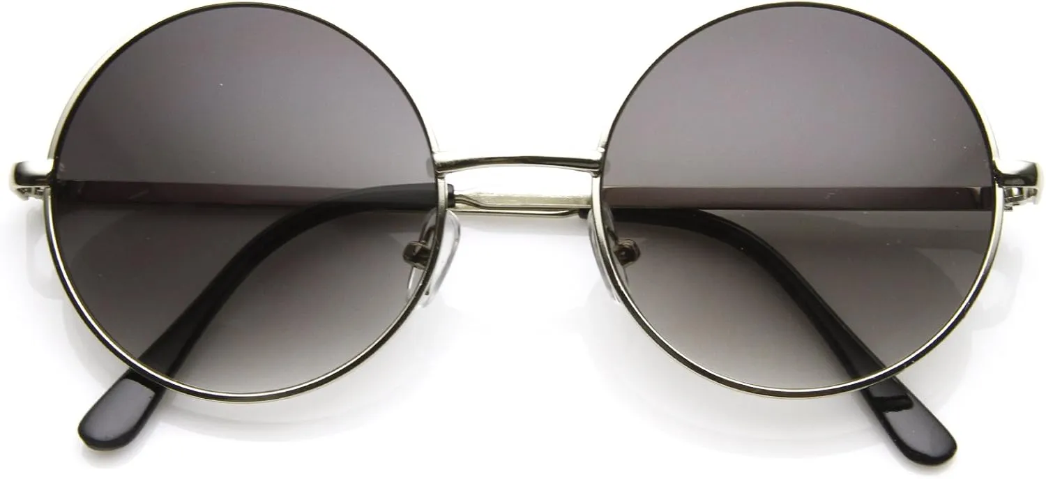 zeroUV Super Large Oversized Metal Round Circle Sunglasses