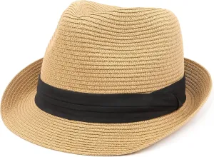 Zylioo Large Size Fedora Straw Sun Hats with Short Brim,Roll Up Summer Cuban Trilby Hats for Big Heads